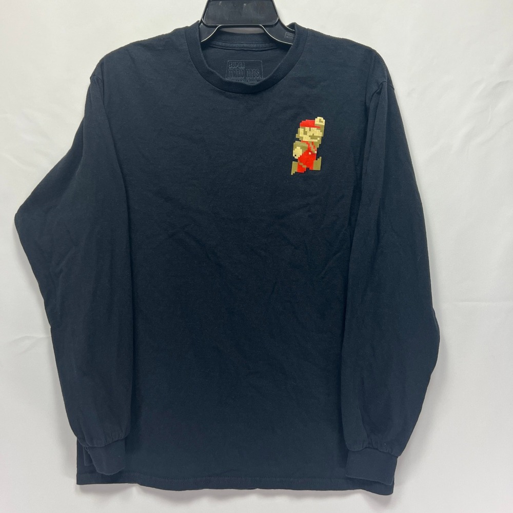 Nintendo Super Mario Bros Geeknet Long Sleeve Graphic T-Shirt Black Mens Size M